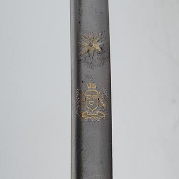 A Swedish infantry officer's sword, 1859 pattern with scabbard.