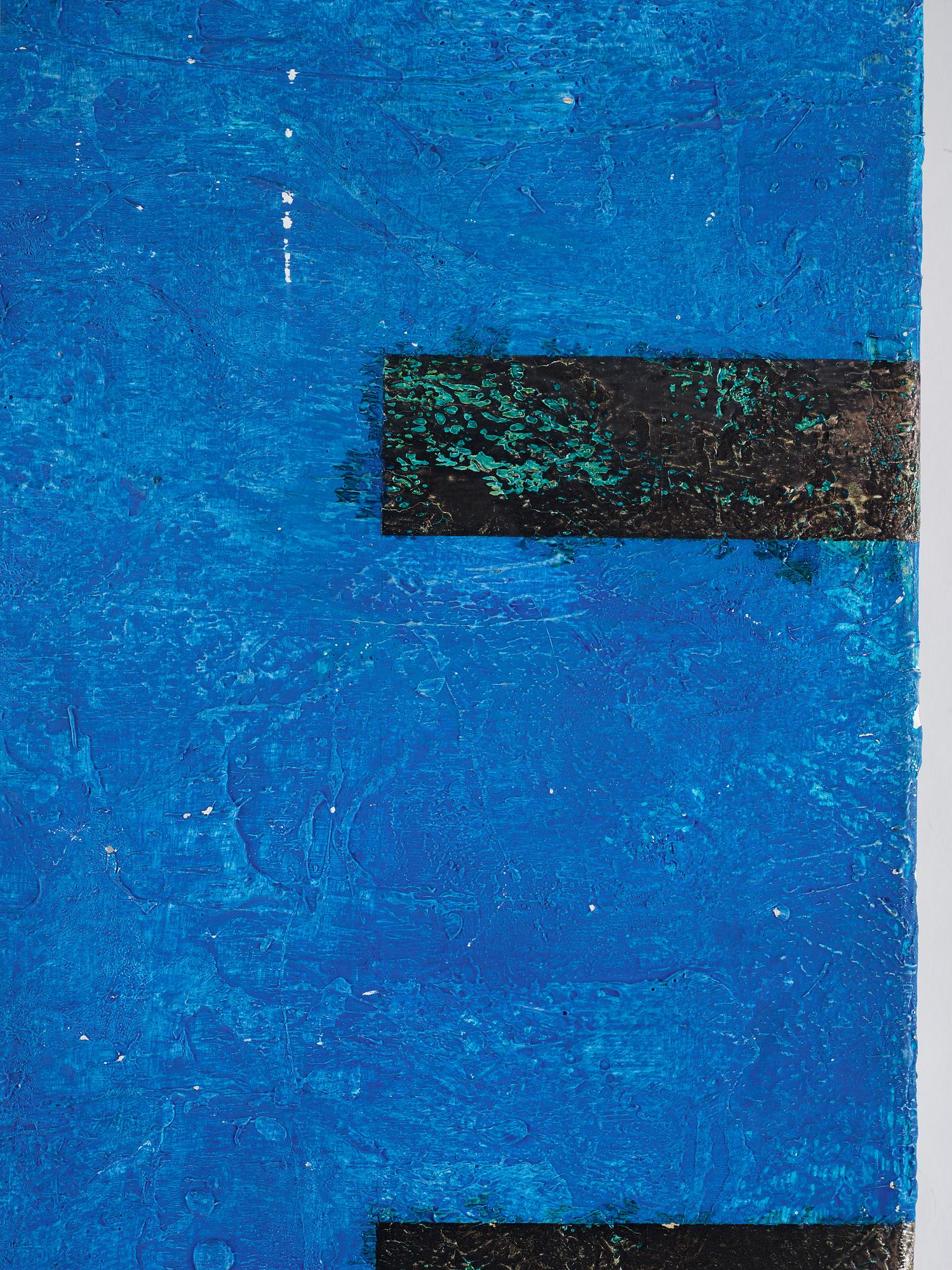 Gordon Hart, signed and dated 1984 on verso. Diptych. Gesso, silver leaf and metal leaf on panel.