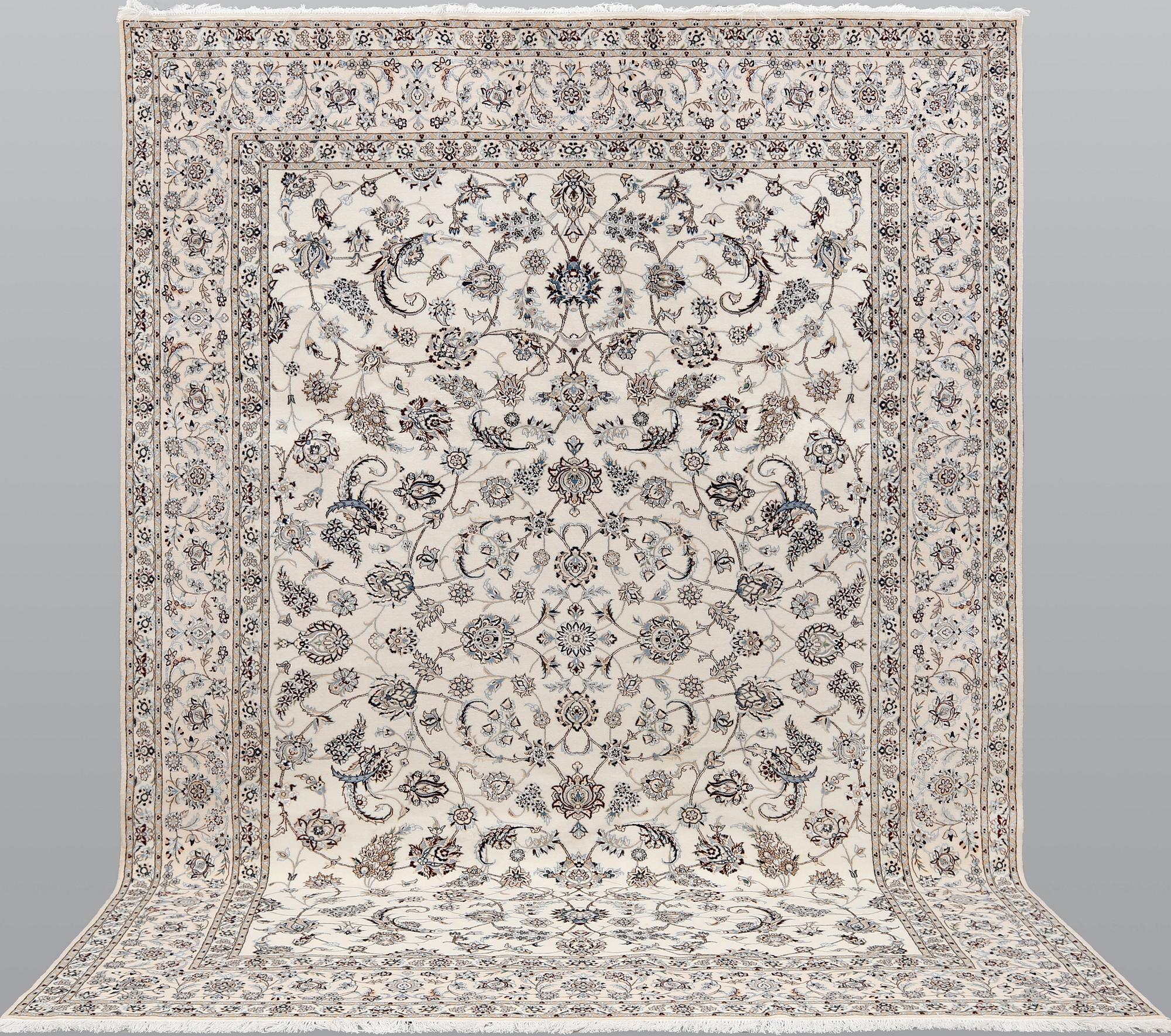 A part silk Nain carpet, so called 6LAA, ca 354 x 250 cm.
