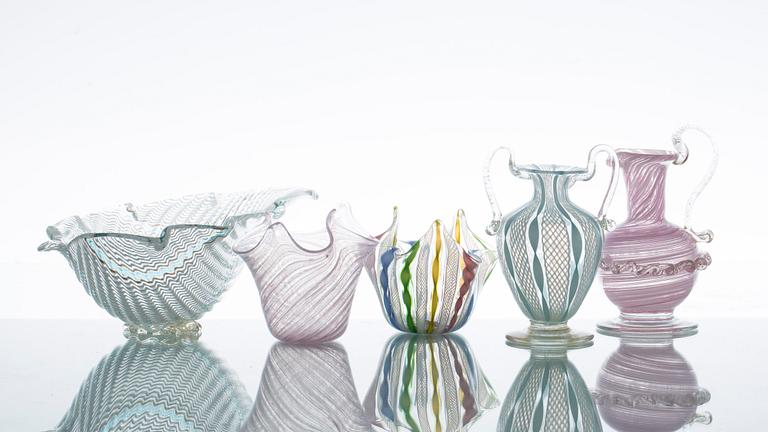 KONSTGLAS, 5 st, glas, Italien, 1900-tal.