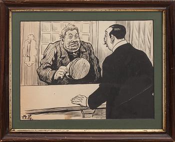 ALBERT ENGSTRÖM, tuschteckning, monogramsignerad A.E.