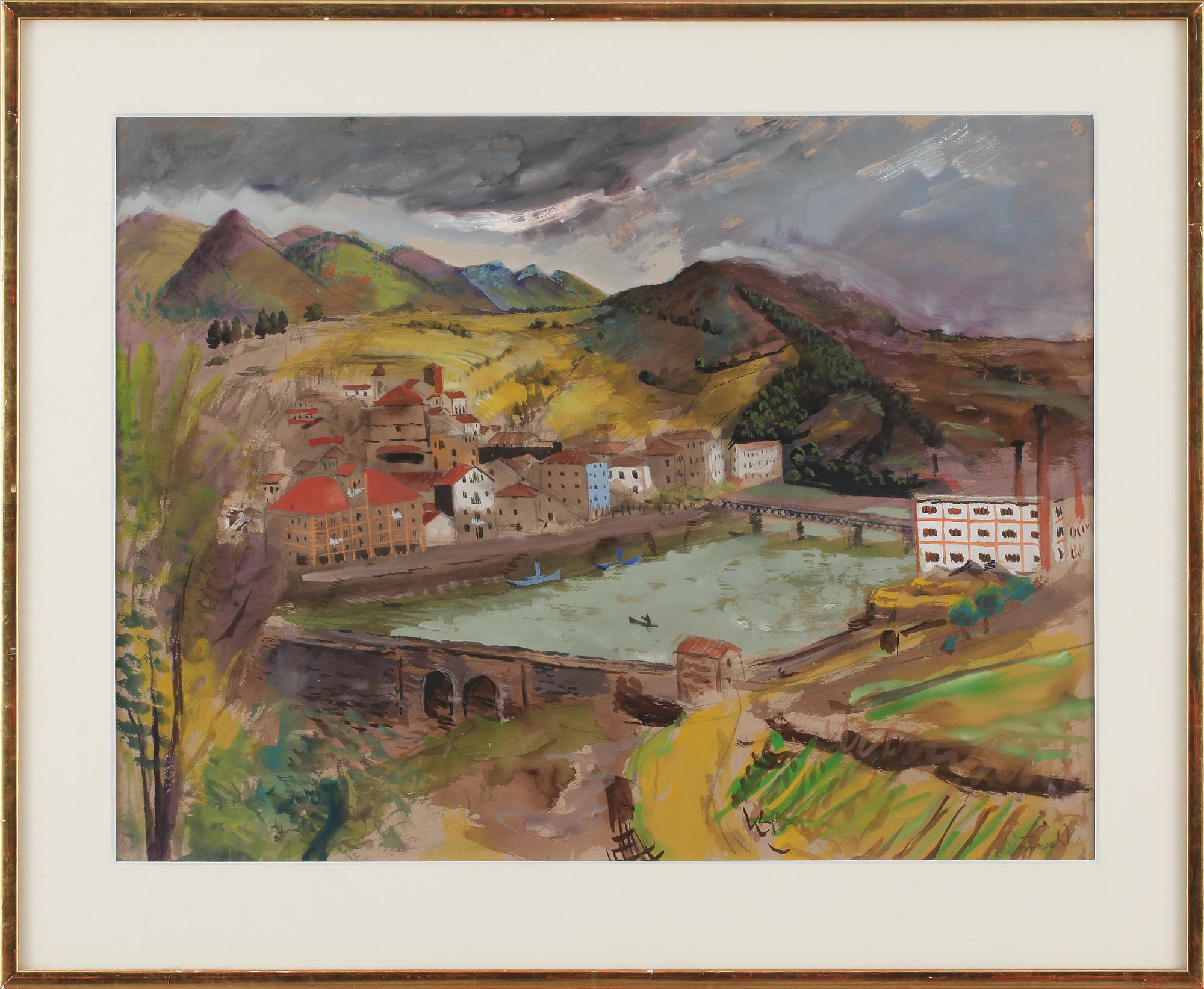 ISAAC GRÜNEWALD, gouache, signerad.