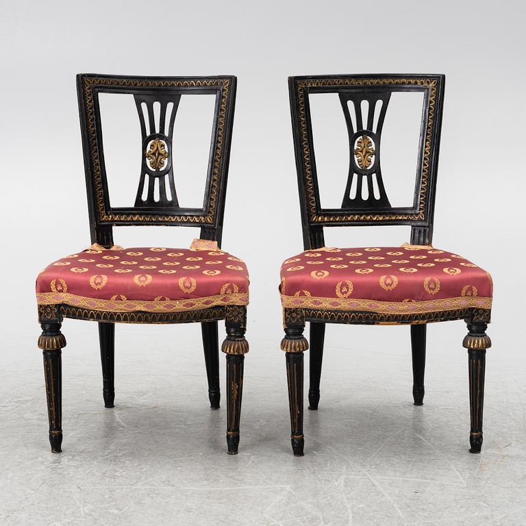 A pair of late Gustavian chairs from Lindome, late 18th century.