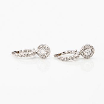 Crivelli, a pair of 18K white gold earrings with round brilliant-cut diamonds, Alessandria Italy.