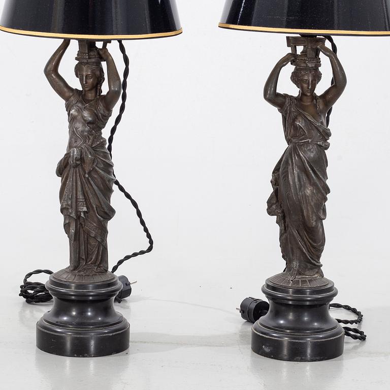 Two similar early 20th century table lamps.