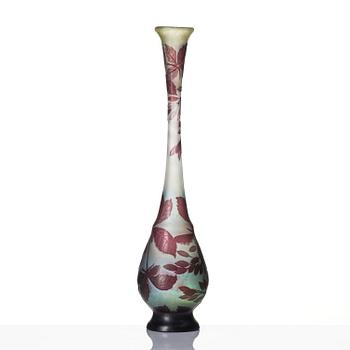 Emile Gallé, a set of two Art Nouveau cameo glass vases, Nancy, France.
