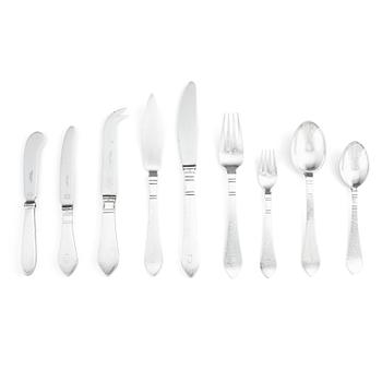 253. Georg Jensen, a set of 111 pcs of 'Continental' sterling silver flatware, Copenhagen, most pieces post 1945, Swedish import marks.