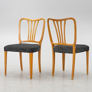 A dining table with six chairs, Sweden, 1940's.