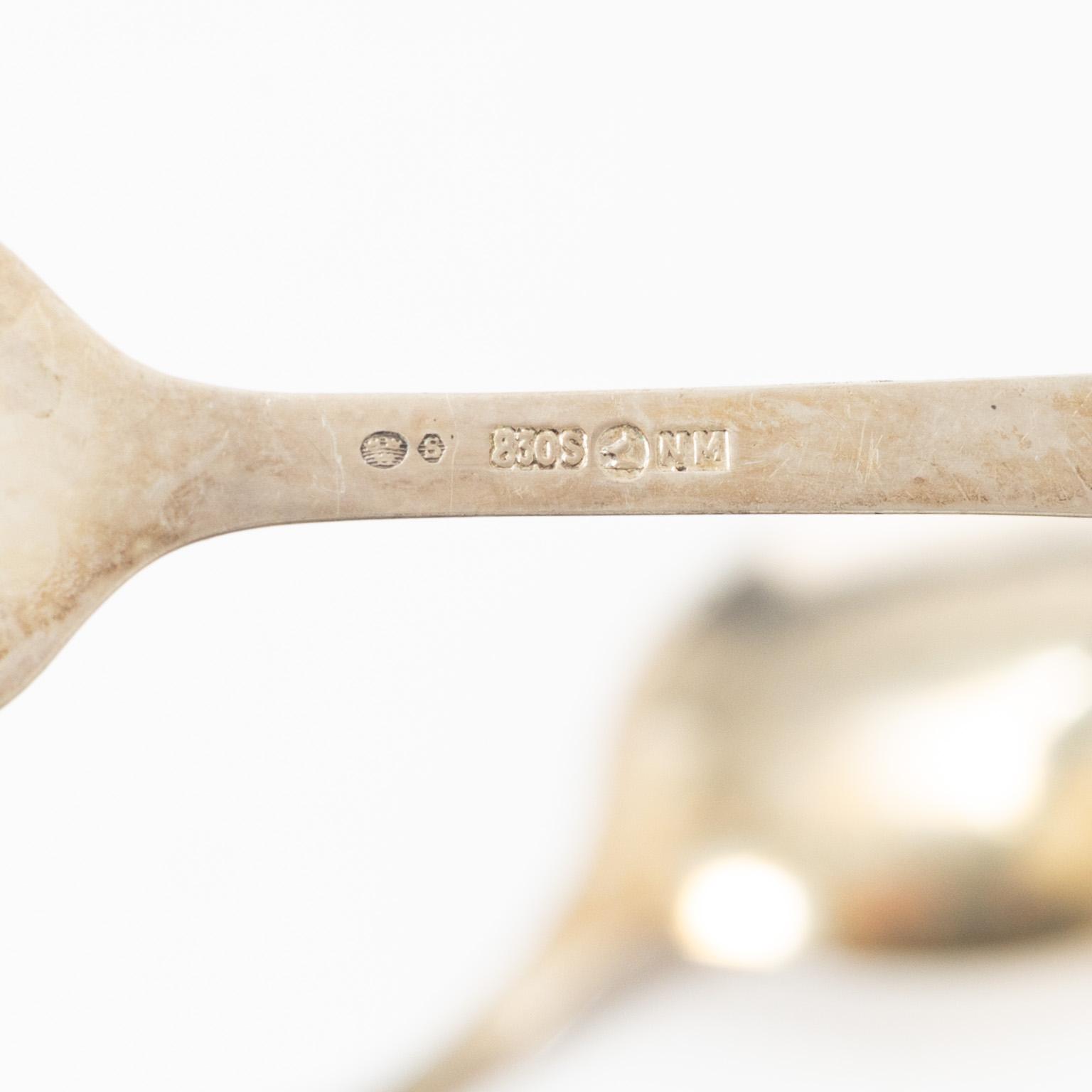 25 silver dessert/fruit flat ware, Brødrene Mylius, Norway.