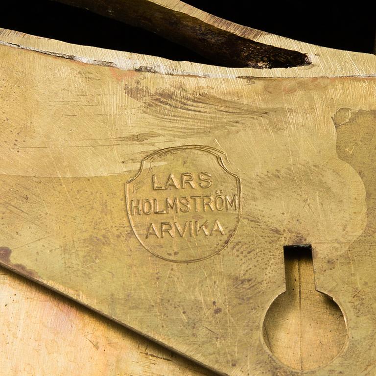 A pair of brass wall-lights by Firma Lars Holström, Arvika.