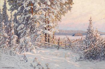 122. Anshelm Schultzberg, "Vinterafton vid sjön Runn, Dalarne".