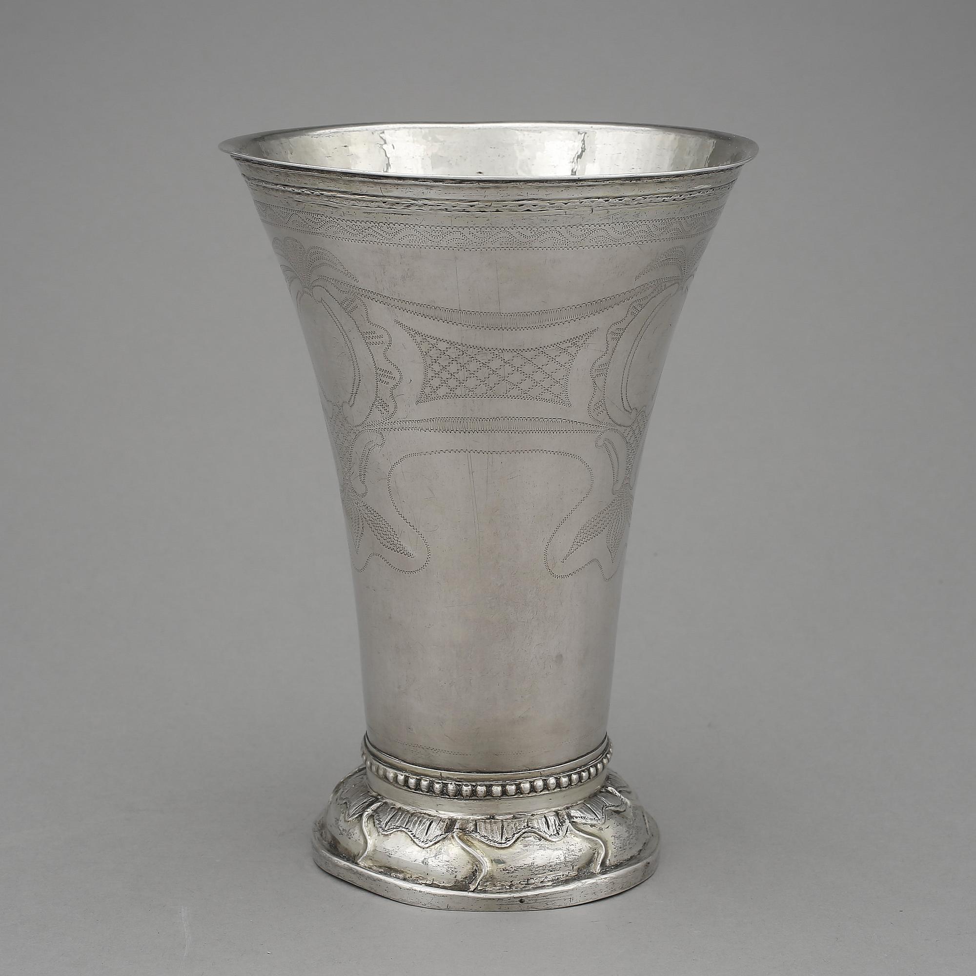 BÄGARE, silver, Johan Lundgren, Enköping 1809. 479 gram.