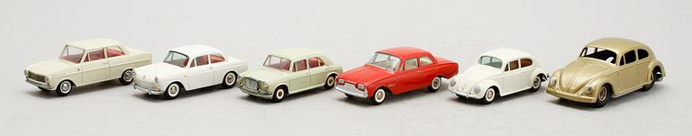 SAMLING MODELLBILAR, 6 st, Tekno och Dinky.