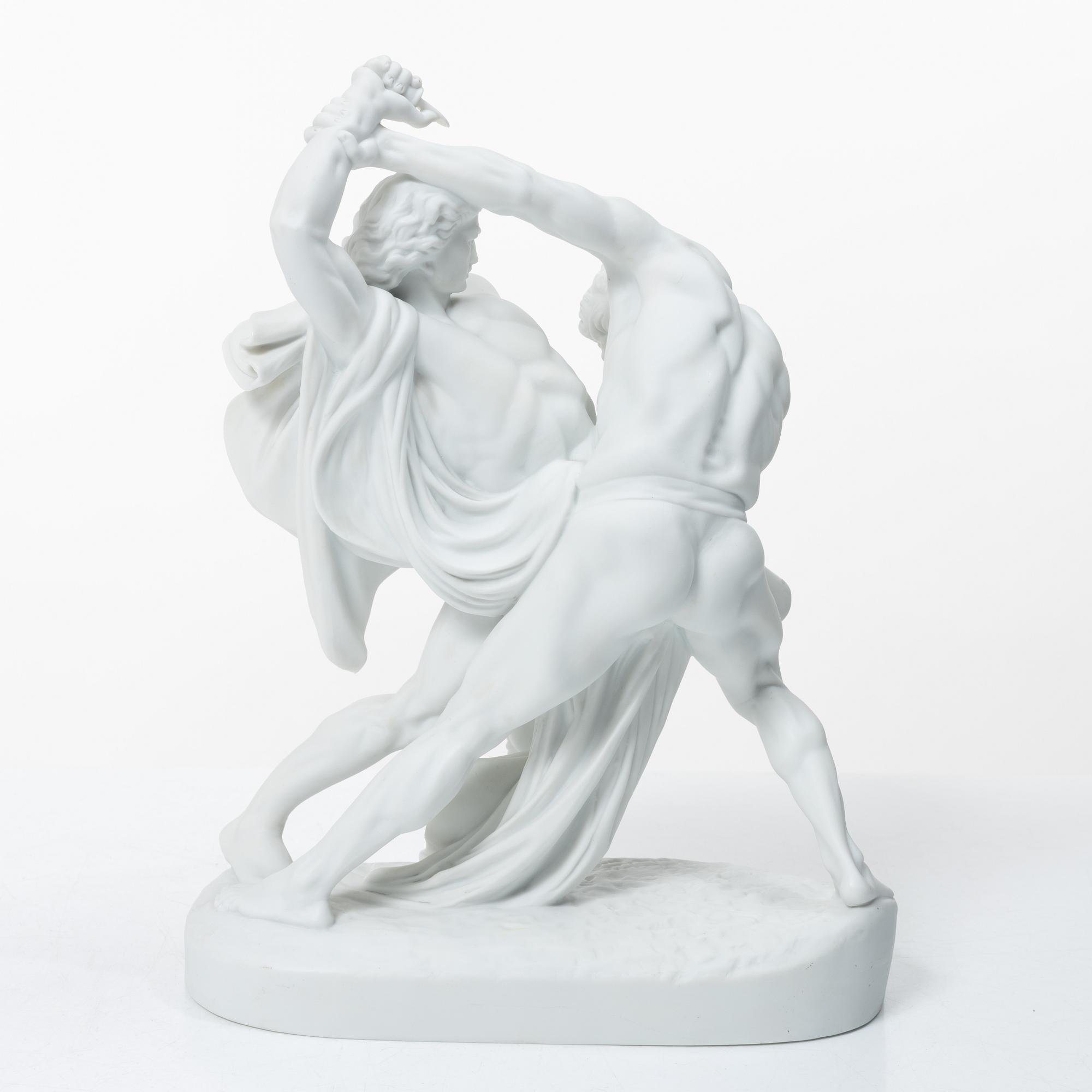 Johan Peter Molin, efter, sculpture, Parian, "The Belt Bucklers".