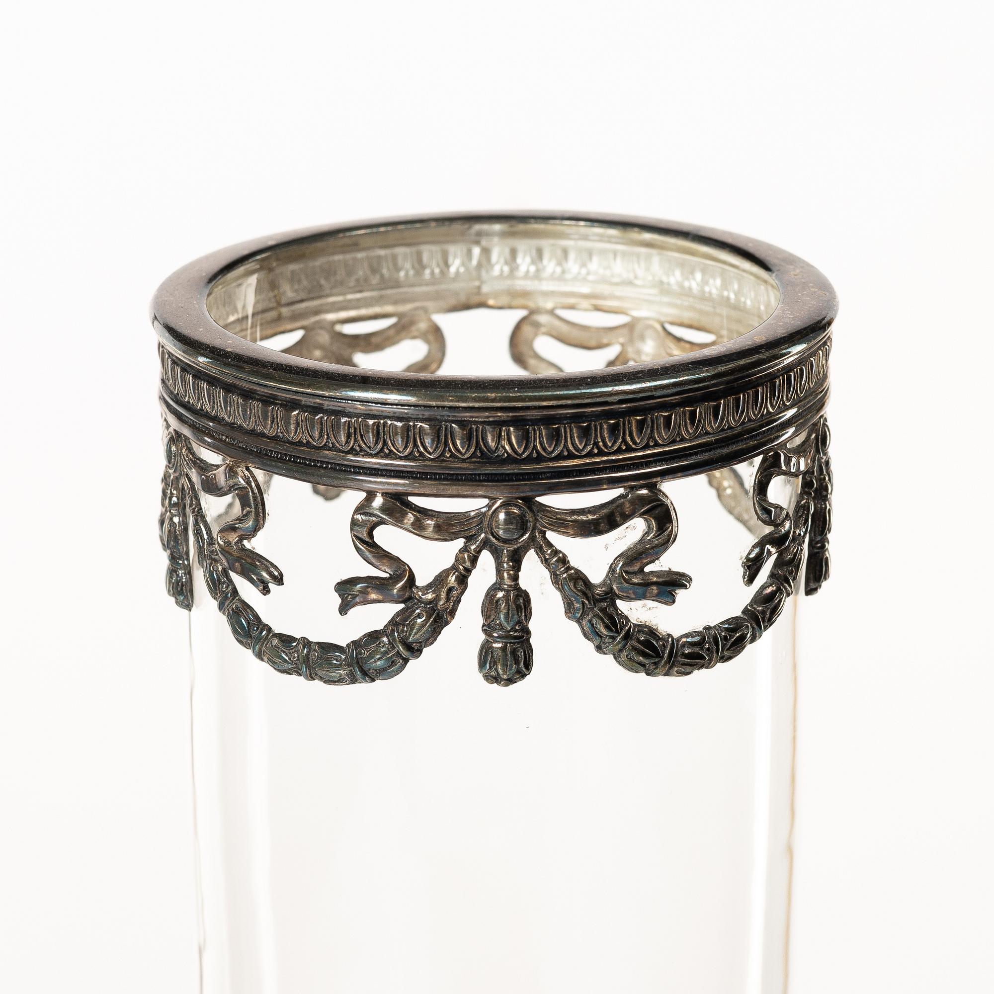 Vase, glass and silver plate, Topazio Casquinha, Portugal.