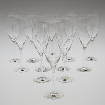 A set of twelve 'Operakällaren' champagne glasses by Reijmyre Glasbruk.