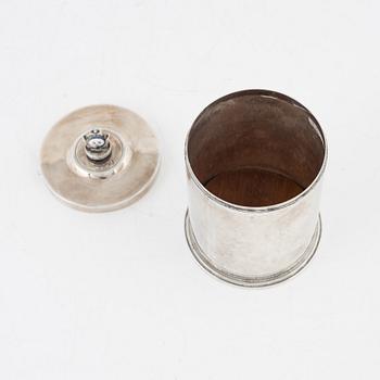 A Swedish sterling silver jar with lid, mark of Atelier Borgila, Stockholm 1934.