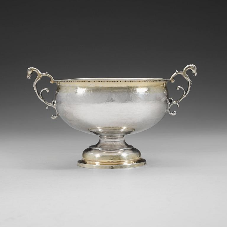 A Swedish 18th century parcel-gilt brandy-bowl, Christoffer Bauman, Hudiksvall 1777.