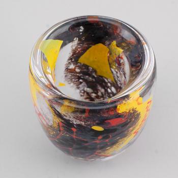 CARLOS R. PEBAQUE, skål, glas, unik, Gullaskruv, signerad och daterad 2000.