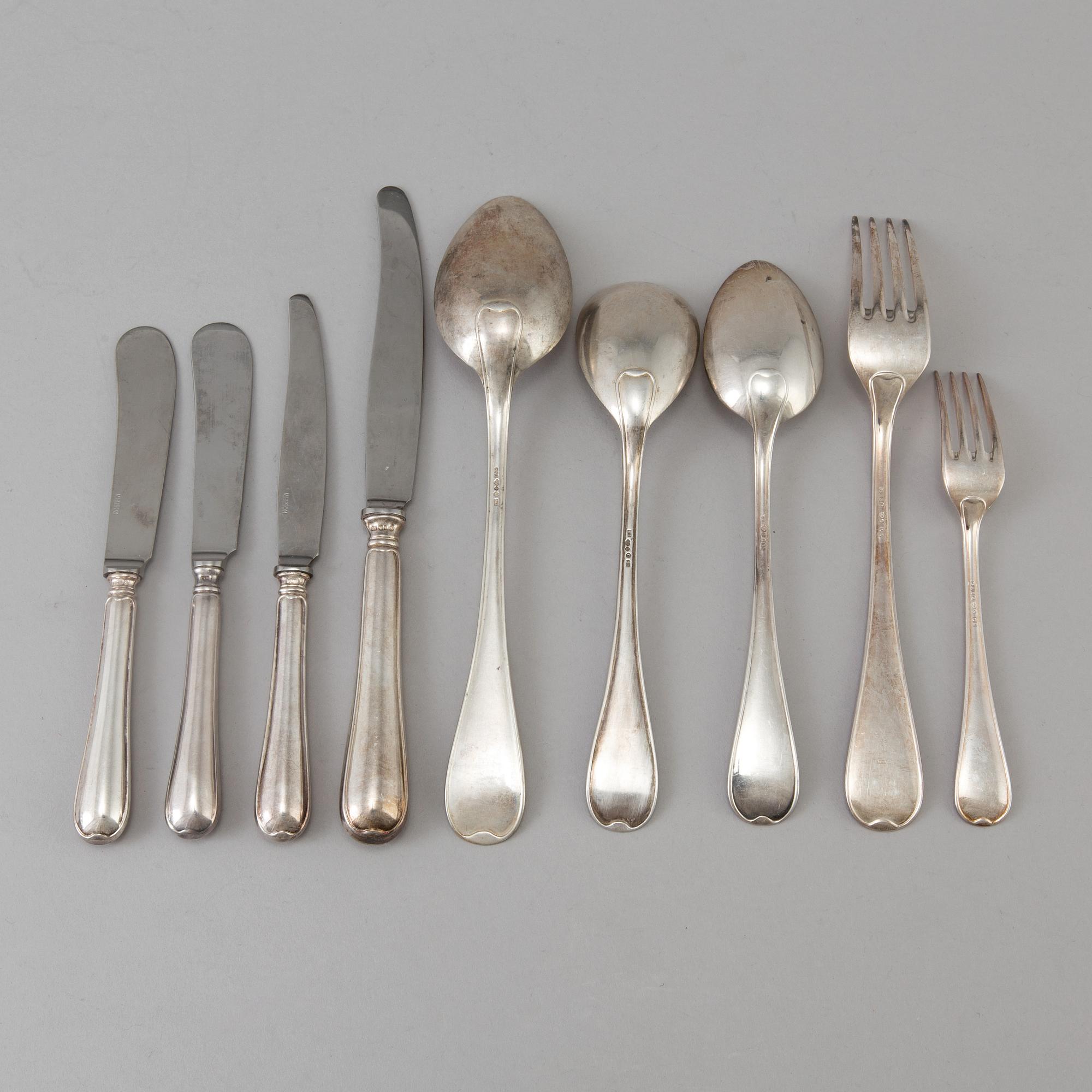 A Swedish 20th century silver 42 piece table service, different makers, Stockholm.