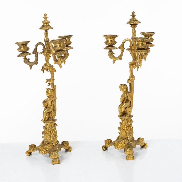 A pair of Louis XV style candelabras, 20th century.