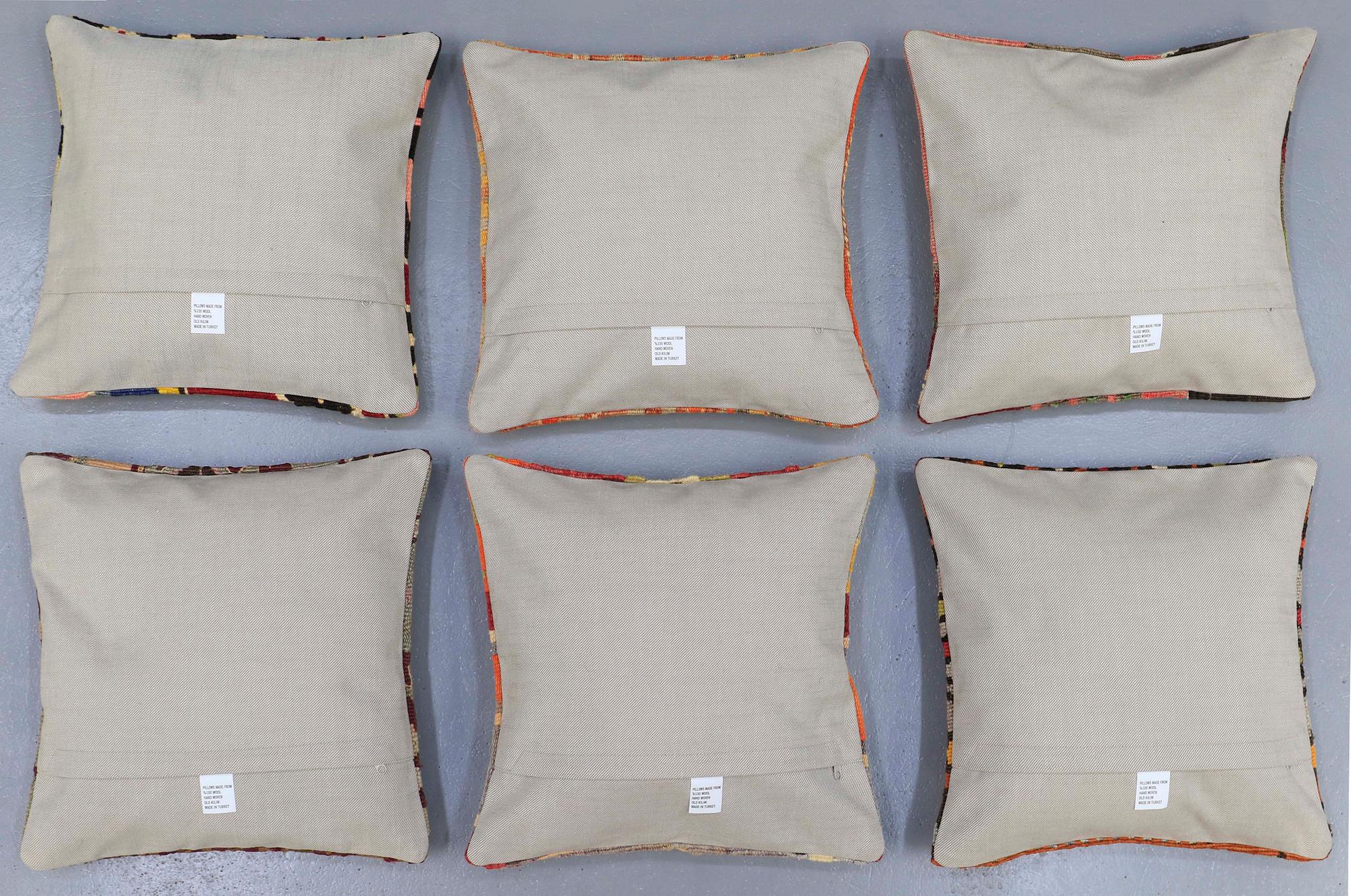 Six kilim cushions, Ca 40 x 40 cm.