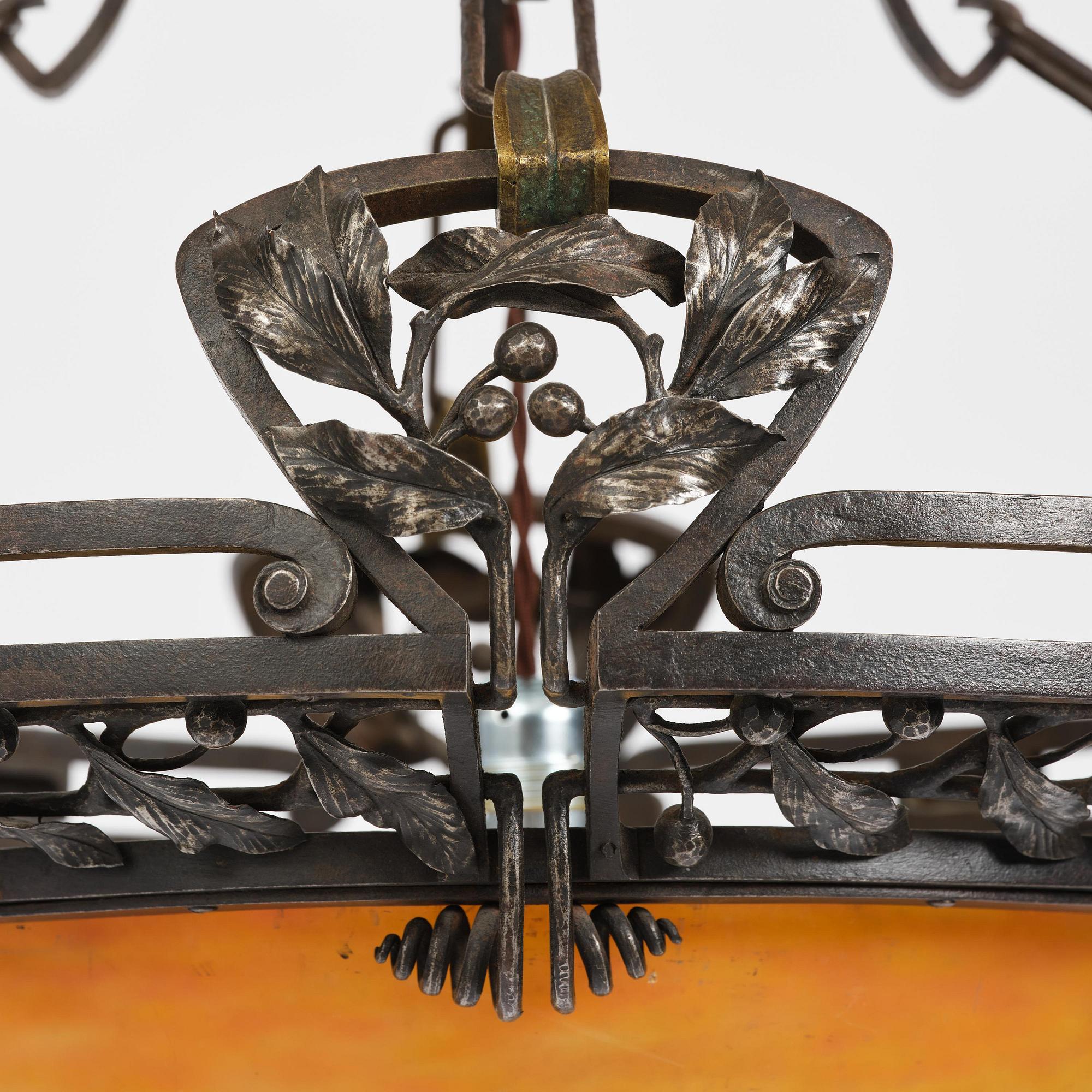 Daum Frères, taklampa, Art Nouveau, Nancy, Frankrike, 1910-tal.