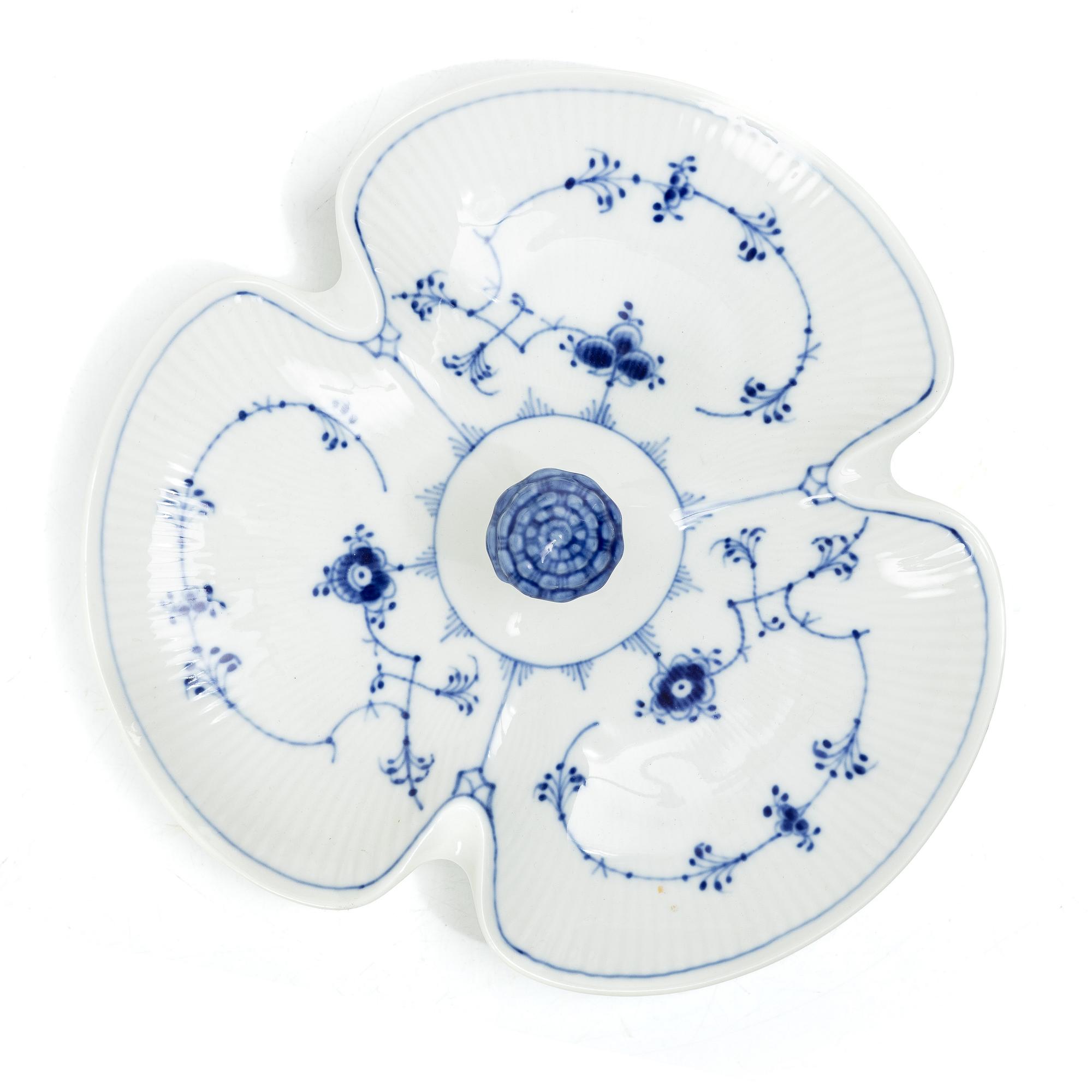 Royal Copenhagen, A 'Blue Fluted Plain' (Musselmalet riflet) porcelain cabaret dish, model 461, 1966.