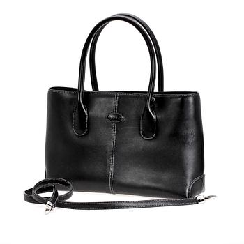 A black leather handbag by Tod's.