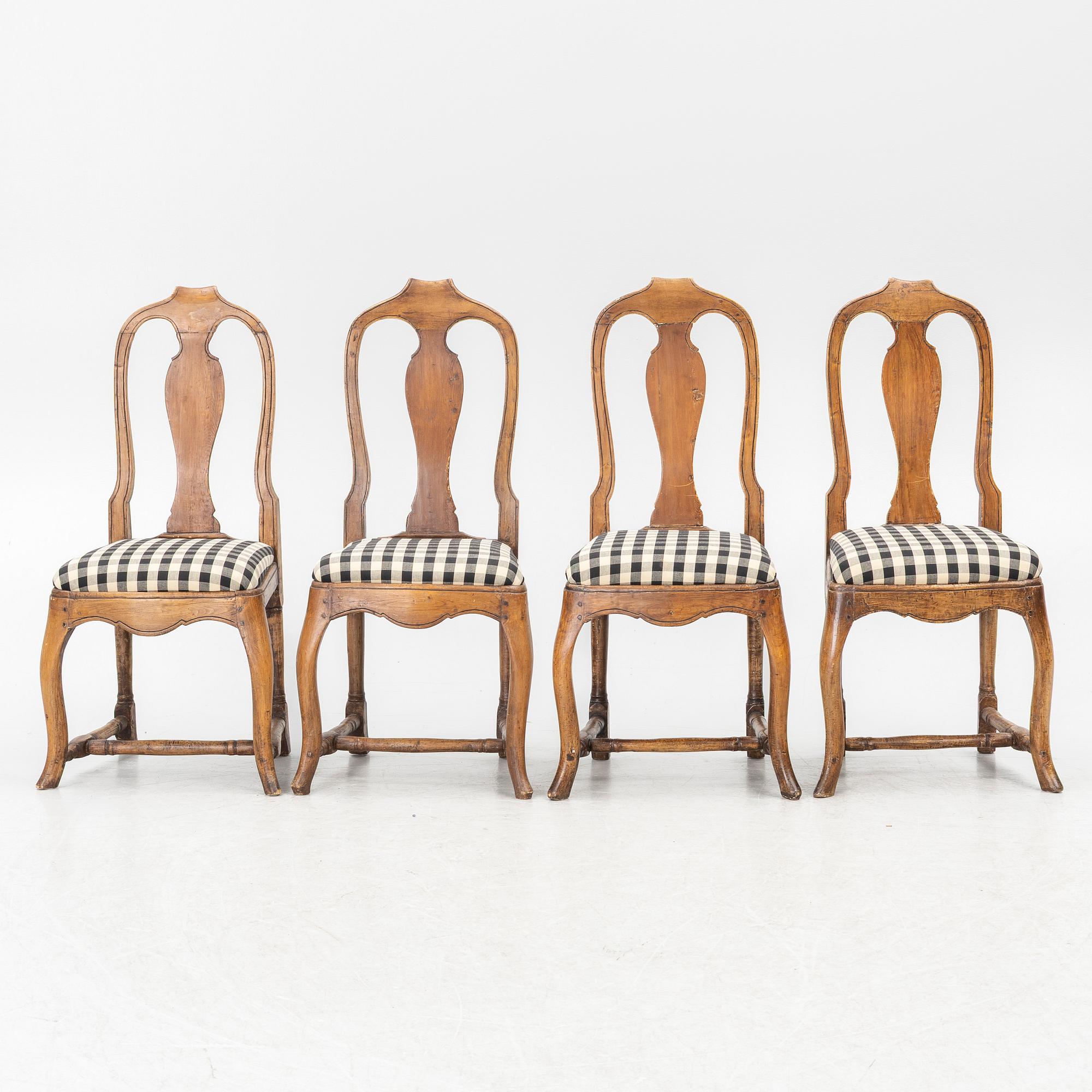 Chairs, 4 pcs, late Baroque, 18th century.