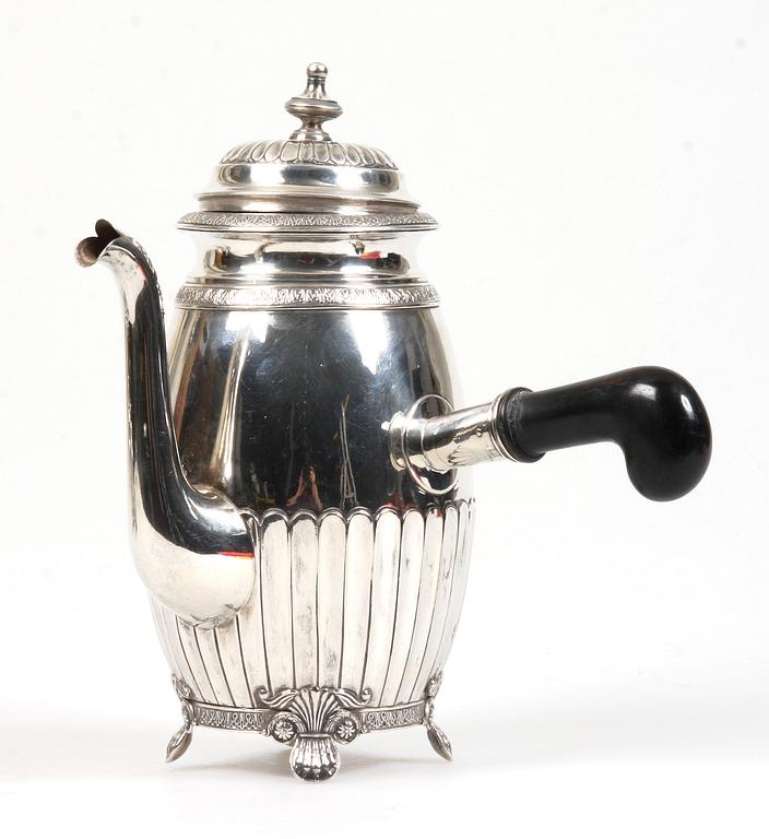 KAFFESERVIS, 3 delar, silver B Erlandsson, Göteborg, 1890-tal, ca 570 g.