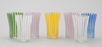 GLAS, 7 st, "Strikt", Bengt Orup, Johansfors, 1950-tal.