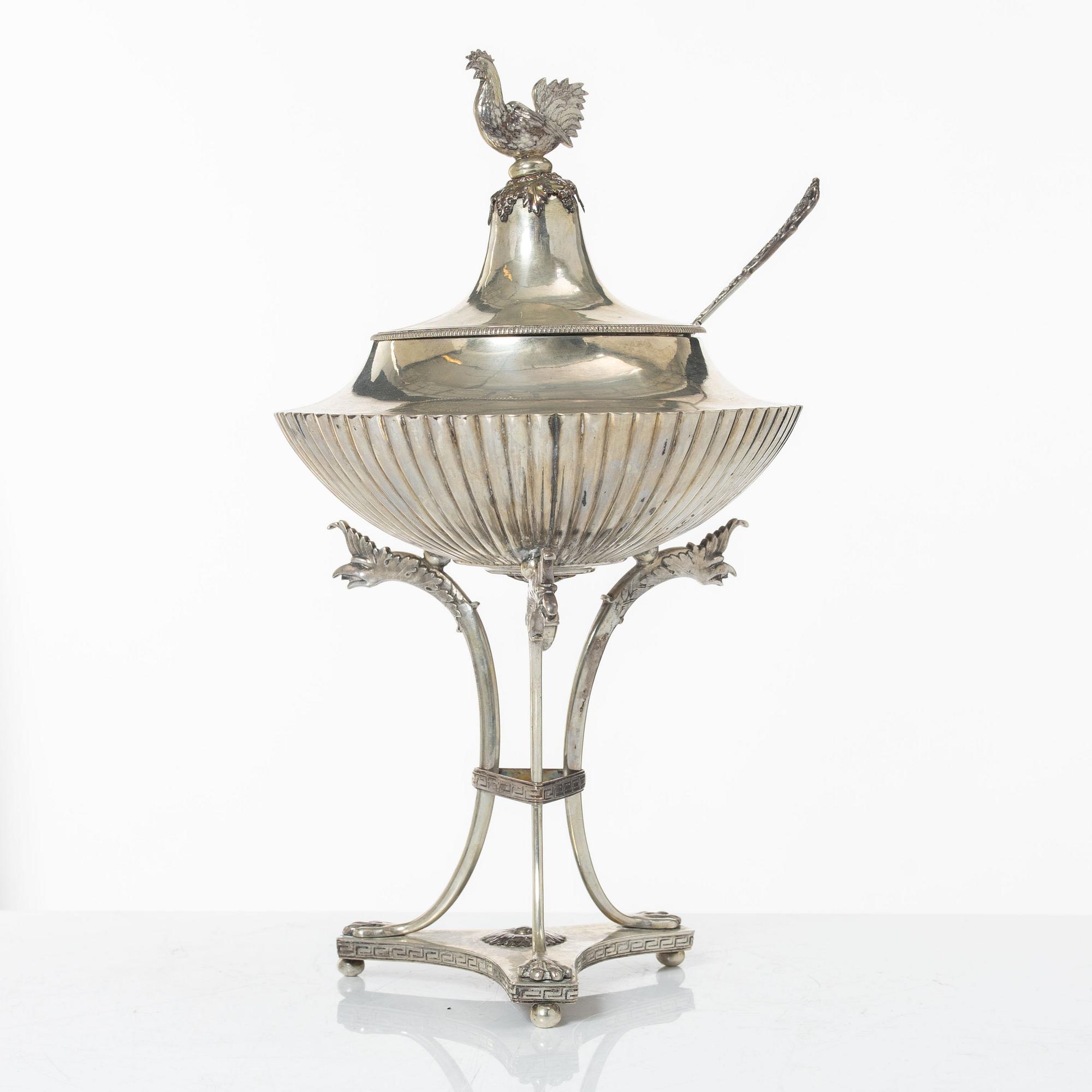 Adolf Zethelius, sockerskål med lock, silver, Stockholm 1813. Empire.