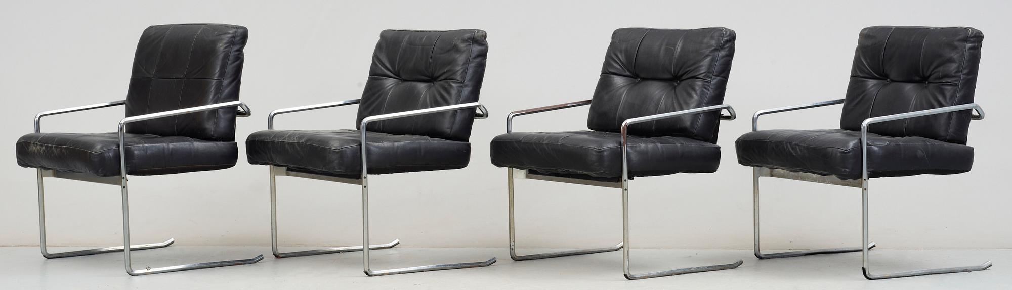 FÅTÖLJER, 4 st, 1900-talets senare hälft.