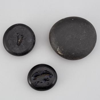 GLÄTTESTENAR, 5 st, glas, 1700-/1800-tal.