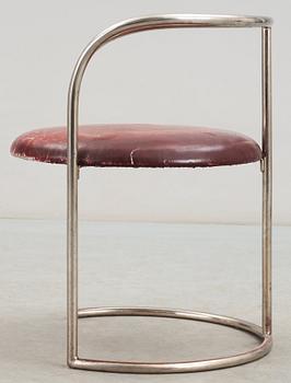 An Eskil Sundahl chromed steel and red leather armchair, Sweden 1930's.