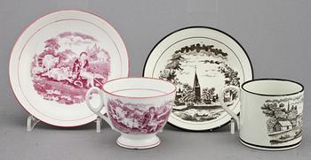 KAFFEKOPPAR, 2 + 4 st, porslin, 1800-tal.