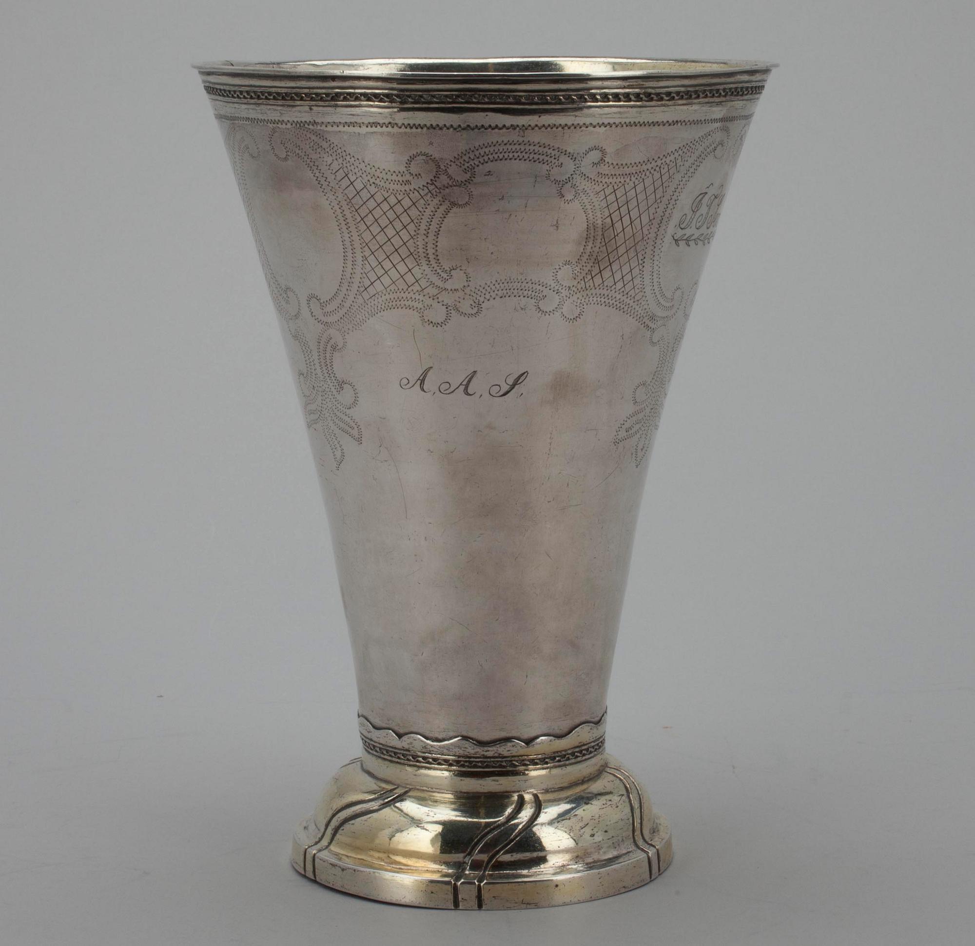 BÄGARE, silver, Stephan Westerstråhle, Stockholm 1798. Vikt 409 g.