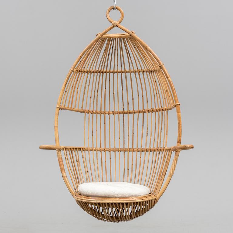 A bamboo and rattan hanging easy chair, second half of the 20th Century.