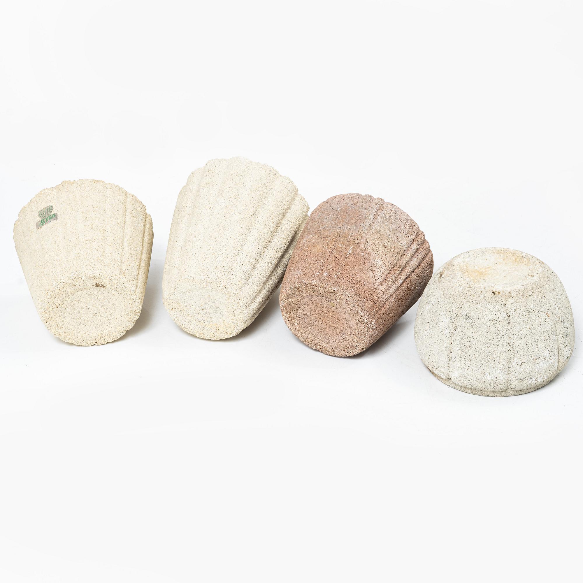 Syco Keramik, eight flower pots, Sweden, mid20th century.