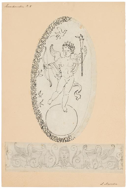 Louis Masreliez Attributed to, Proposition to wall decoration.