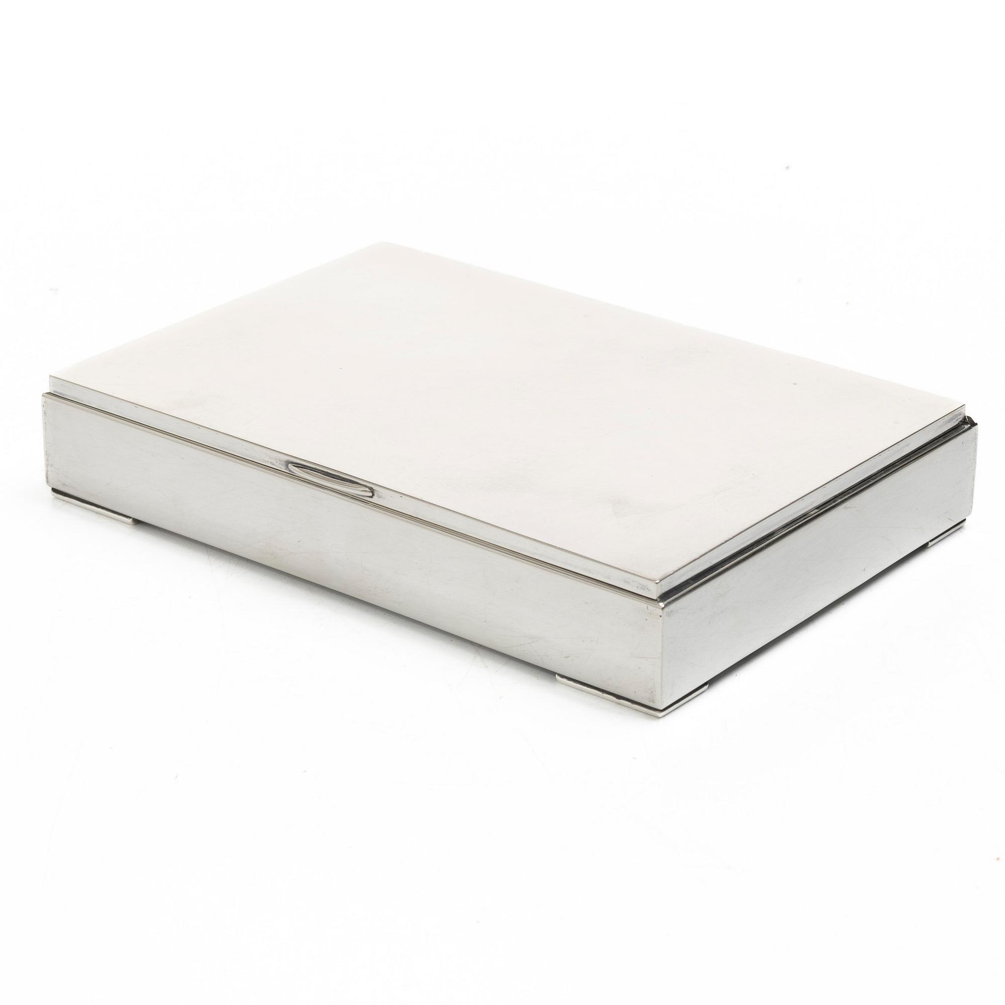 A 20th century sterling silver cigar-box.