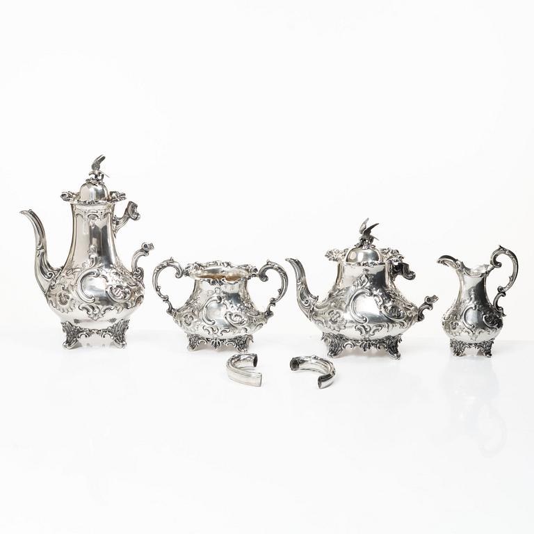 A four piece silver tea and coffee service, William Southey, London, England, 1858-59.