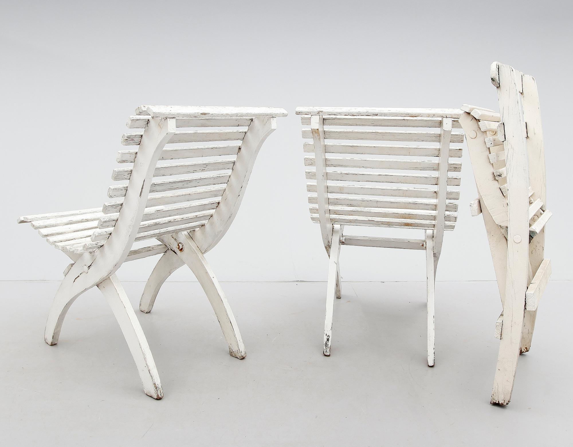 TRÄDGÅRDSSTOLAR, 3 st (2+1), 1900-talets första hälft.