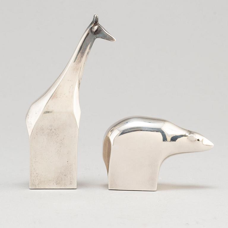 GUNNAR CYRÉN, two silverplated zinc figurines, Danish Design.