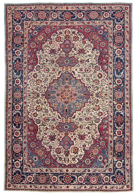 SEMI-ANTIQUE TEHERAN PART SILK. 313,5 x 213,5 cm.