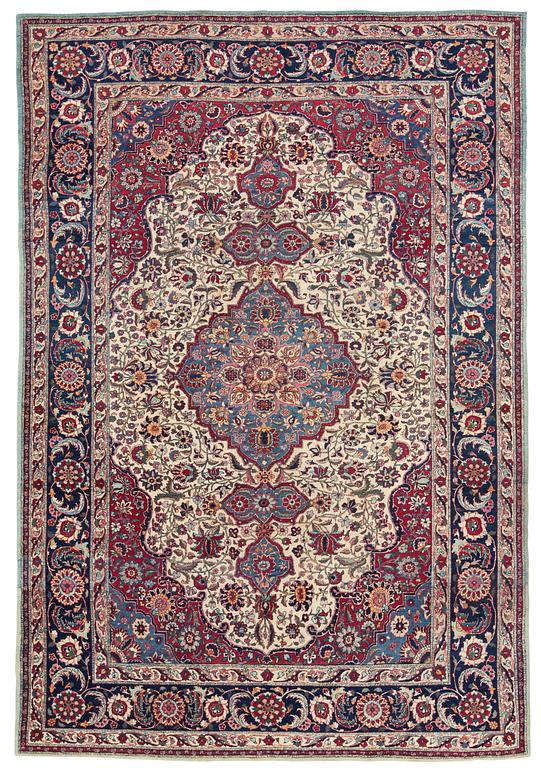 SEMI-ANTIQUE TEHERAN PART SILK. 313,5 x 213,5 cm.