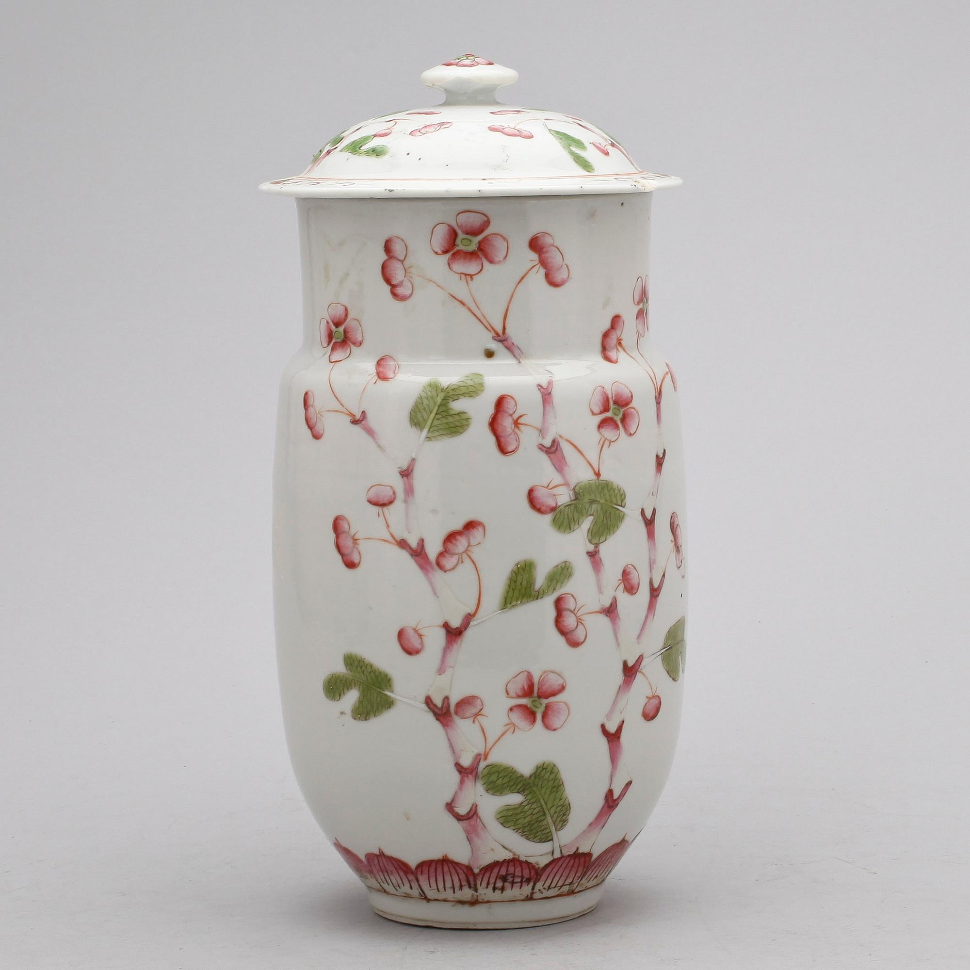 VAS MED LOCK, porslin, Kina 1800-tal.