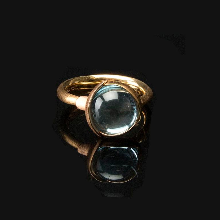 CHARLOTTE LYNGGAARD för OLE LYNGGAARD RING 18K gold w topaz "Lotus" no 2.