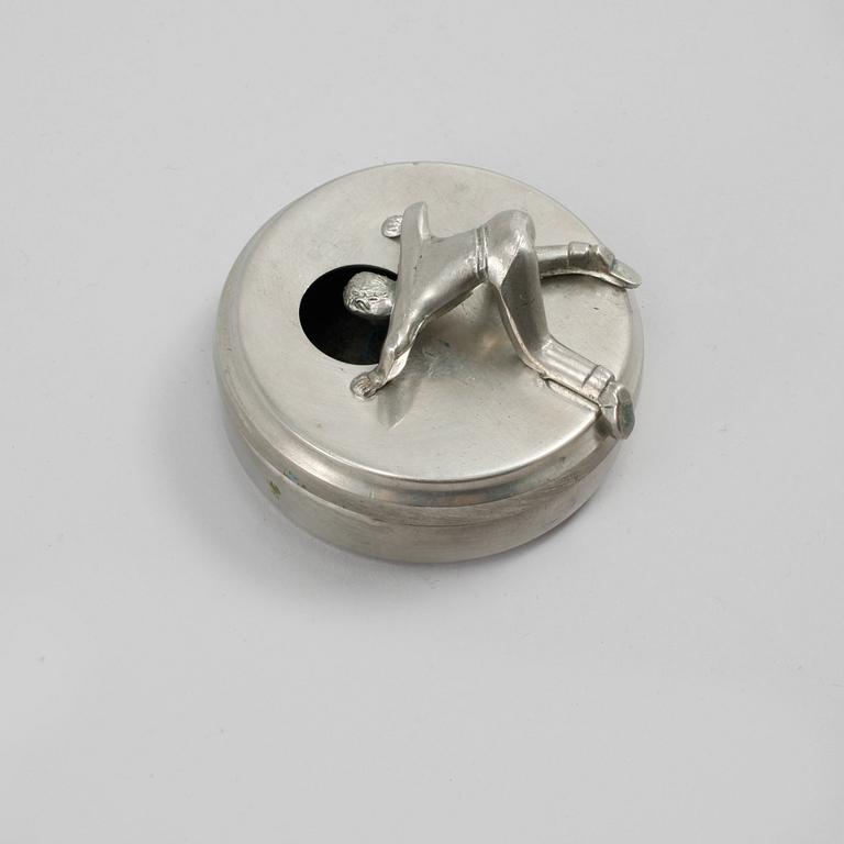 MANSCHETTKNAPPSASK, tenn, "Originell", Widerholm & Dahlberg, Eskilstuna, 1930/40-tal.